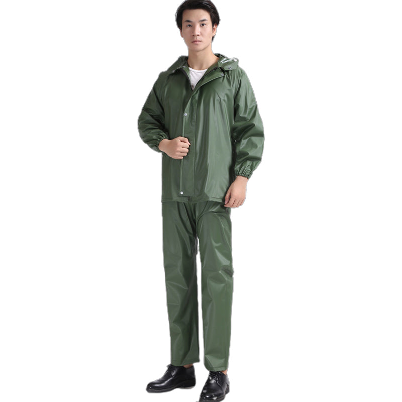 HUALIE High elastic sea rubber raincoat rain pants set adult outdoor labor protection reflective split raincoat ride takeaway tram Rainstorm-proof full pressure glue