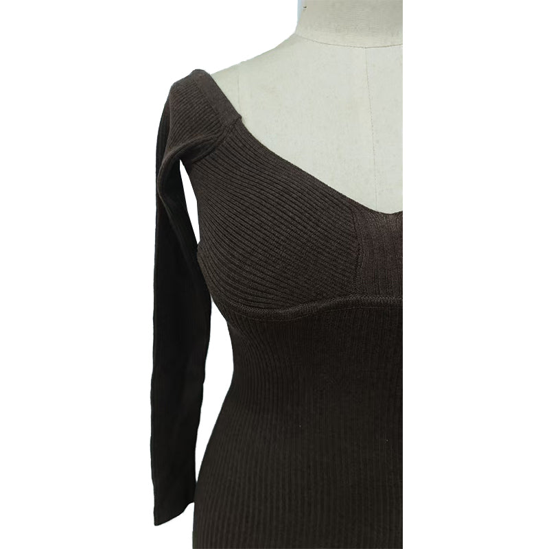 HEYING Round Neck Sleeved Long Dress(Products can be customized, price ask customer service)sweater dress a pure lust Temperament Wrap Hip Long Dress
