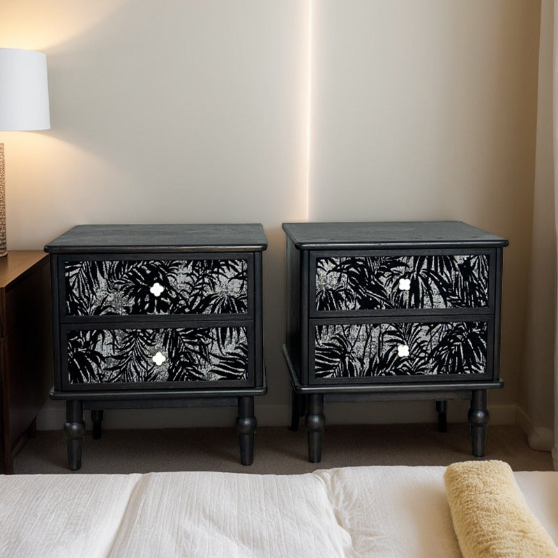 TONGLI Black Bedside Table Simple Modern Bedroom Bedside Table Minimalist Black Cabinet