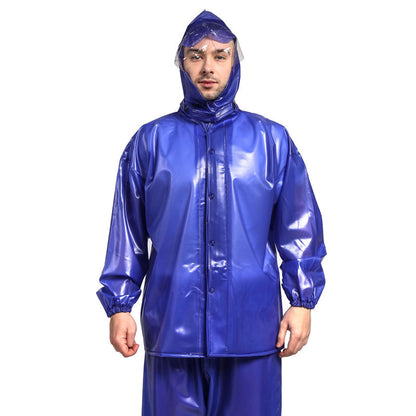 HUALIE Southeast Asia Philippines Indonesia adult male uniform size labor protection PVC sea rubber sea raincoat zipper set   Oxford composite waterproof suit