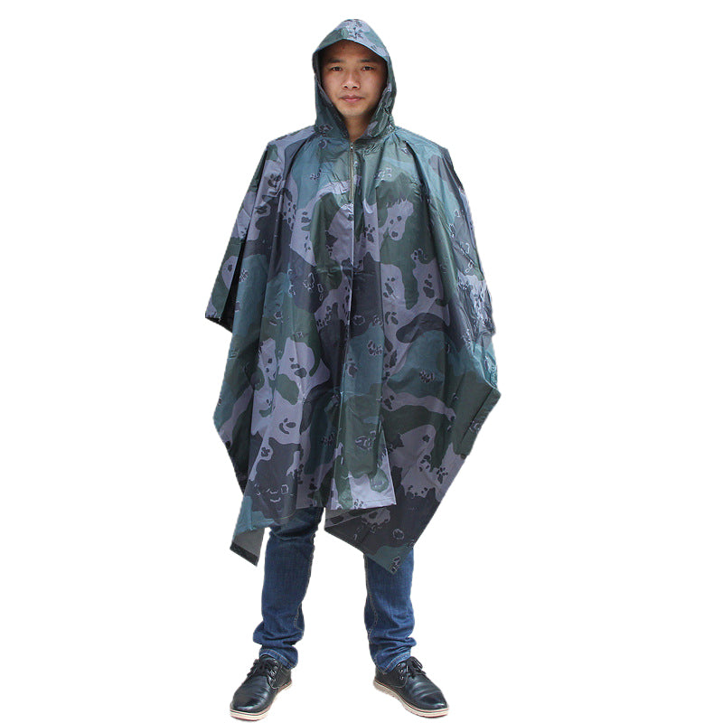 HUALIE 3-in-1 multi-functional creative Camouflage Fashion Poncho Raincoat Waterproof outdoor riding for adults  portable