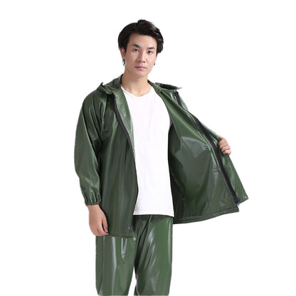 HUALIE High elastic sea rubber raincoat rain pants set adult outdoor labor protection reflective split raincoat ride takeaway tram  Rainstorm-proof full pressure glue