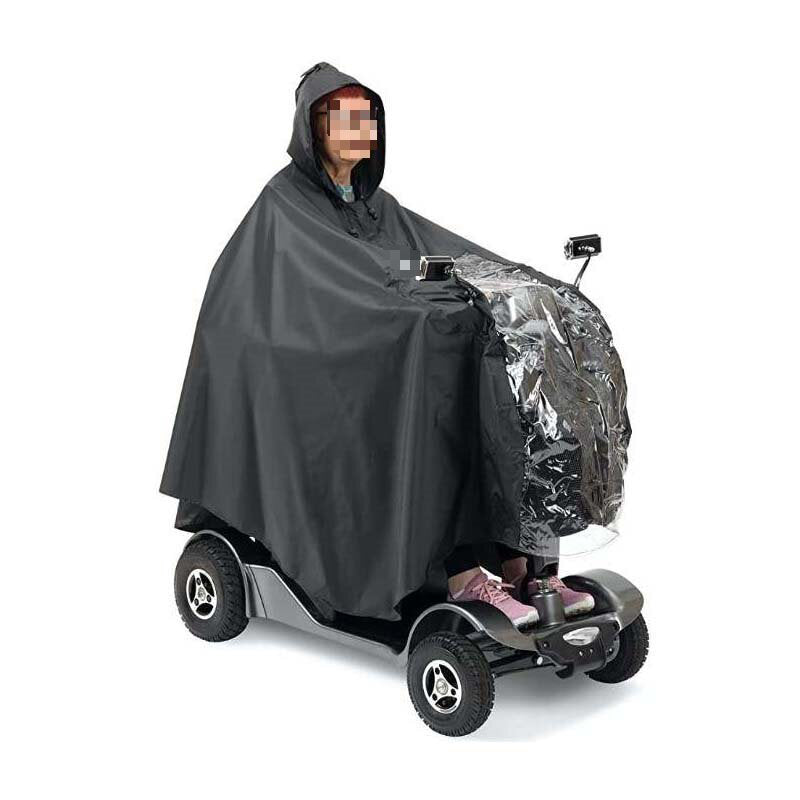 HUALIE Elderly four-wheeled scooter wheelchair rearview mirror reflective poncho raincoat cape  Increase and thicken