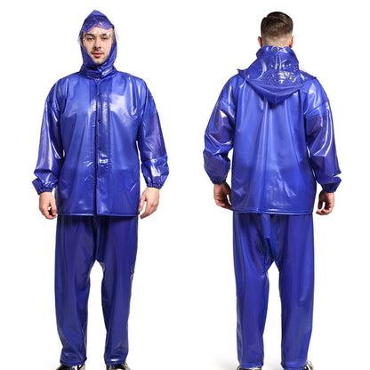 HUALIE Southeast Asia Philippines Indonesia adult male uniform size labor protection PVC sea rubber sea raincoat zipper set   Oxford composite waterproof suit