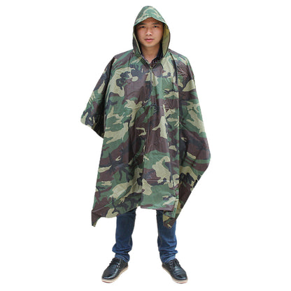 HUALIE 3-in-1 multi-functional creative Camouflage Fashion Poncho Raincoat Waterproof outdoor riding for adults  portable