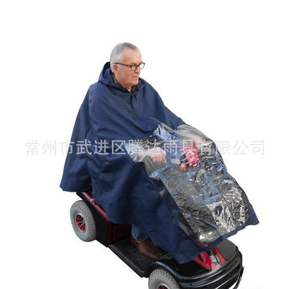 HUALIE Elderly four-wheeled scooter wheelchair rearview mirror reflective poncho raincoat cape  Increase and thicken