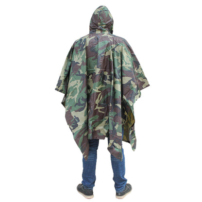 HUALIE 3-in-1 multi-functional creative Camouflage Fashion Poncho Raincoat Waterproof outdoor riding for adults  portable