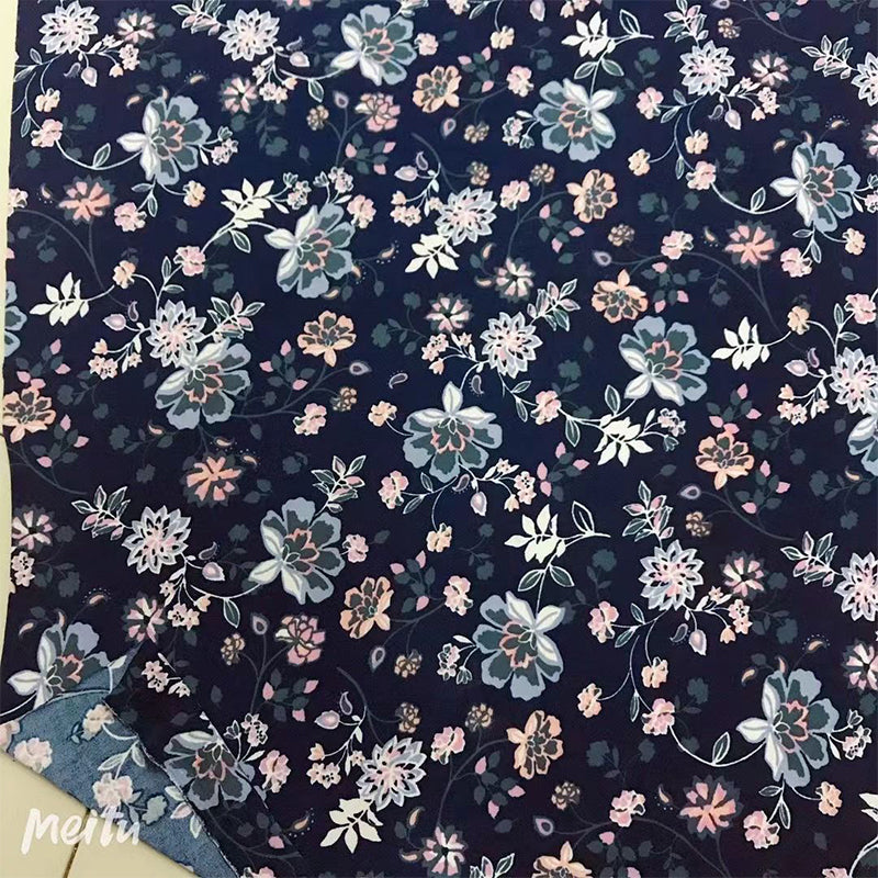 LINCHANG  Milk silk screen print flowers（Patterns can be customized） Dust cover small floral fabric clothing fabric