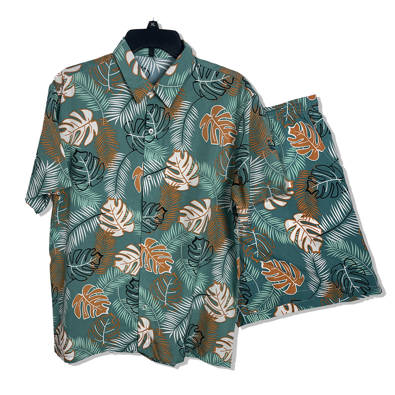 XINHUARUI Plus-size beach shirt Printed shirt  Green