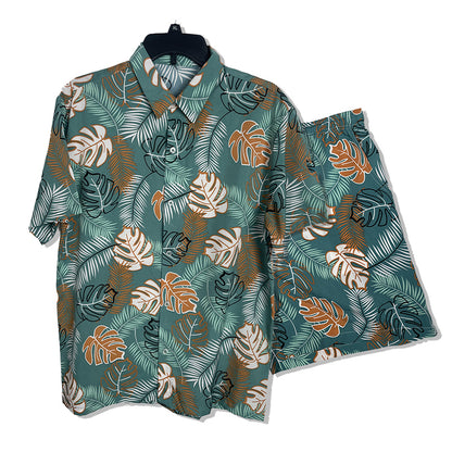 XINHUARUI Plus-size beach shirt Printed shirt  Green