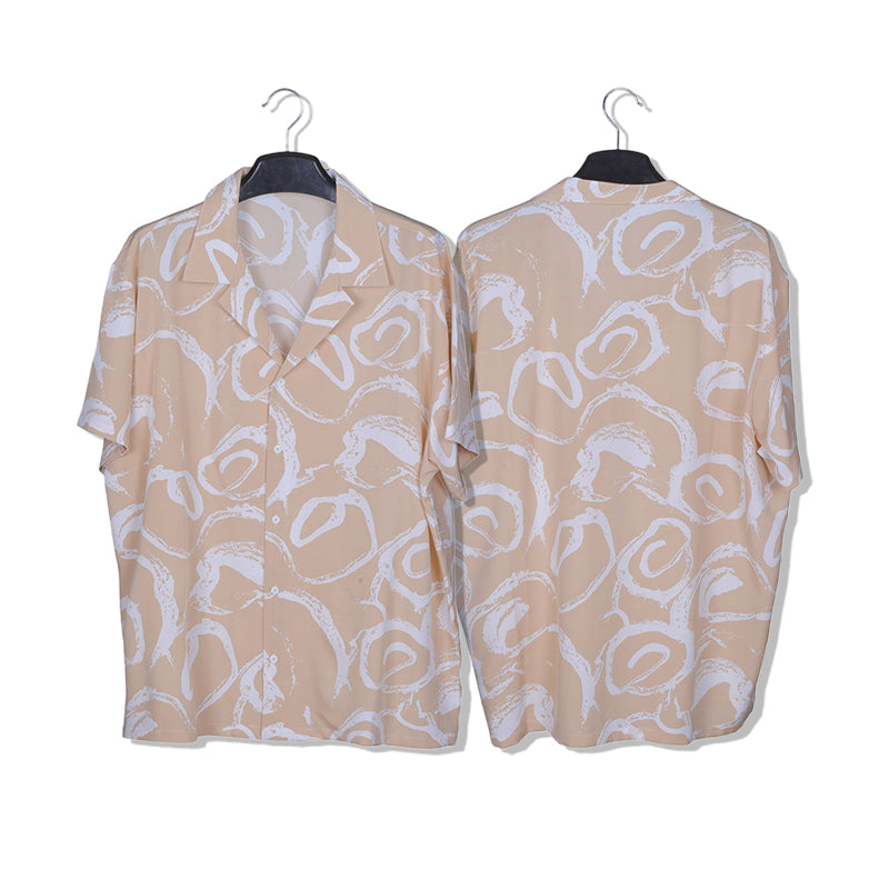XINHUARUI Plus-size beach shirt Printed shirt  Khaki