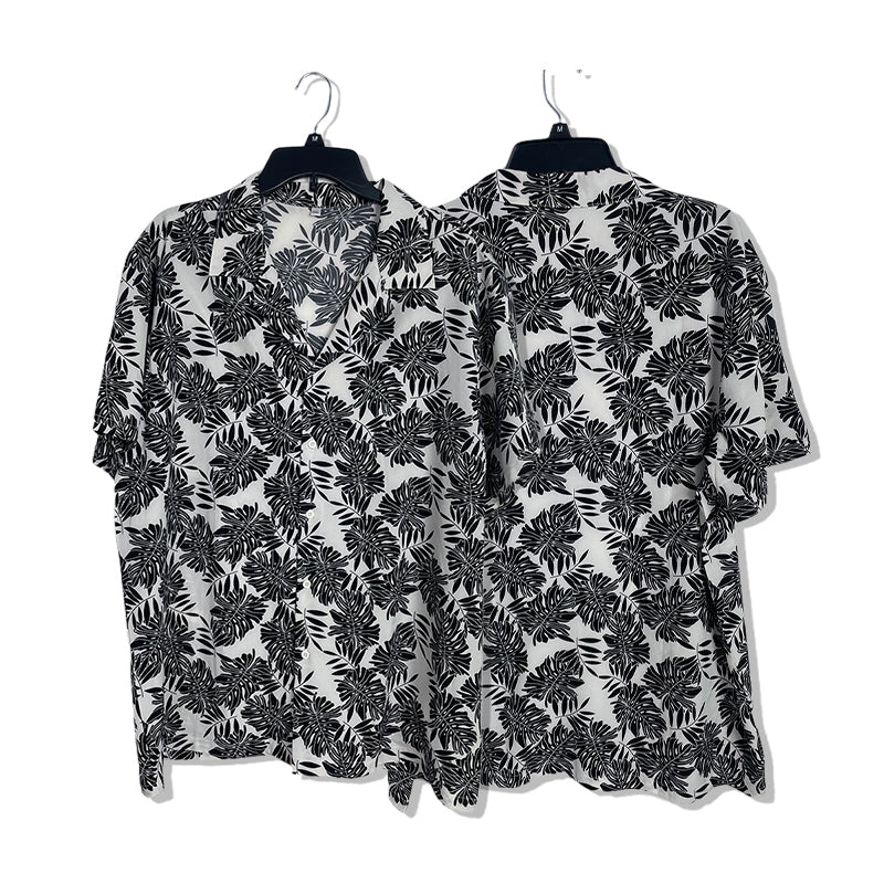 XINHUARUI Plus-size beach shirt Printed shirt  Black and white