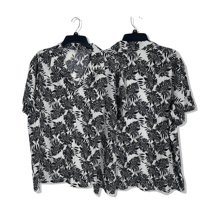 XINHUARUI Plus-size beach shirt Printed shirt  Black and white