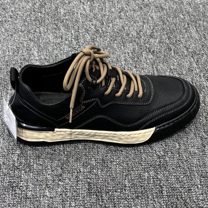 YONGJIA Spring new leather head layer cowhide fashion single shoes men's shoes all comfortable sports casual shoes (85711-1)