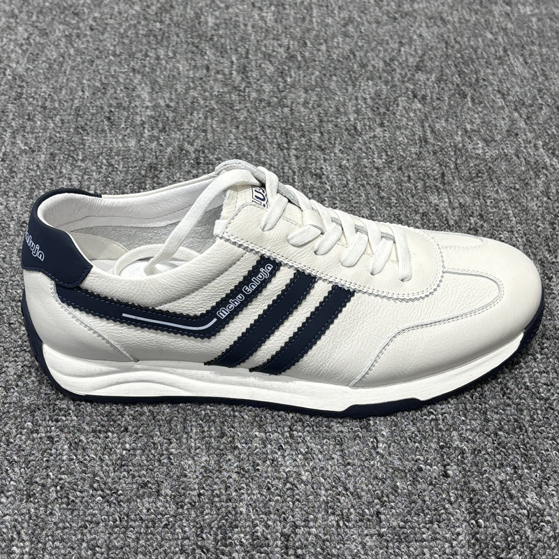 YONGJIA Spring new leather head layer cowhide Gump shoes fashion single shoes men's shoes all match flat comfortable sports casual shoes (85855-22)