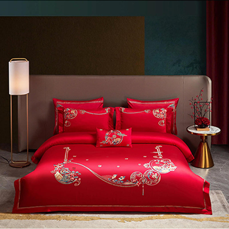 SHANGDIE Four sets of wedding bedding with flowers and weddings（Customized products, specific price ask customer service）Festive high-end embroidery kit