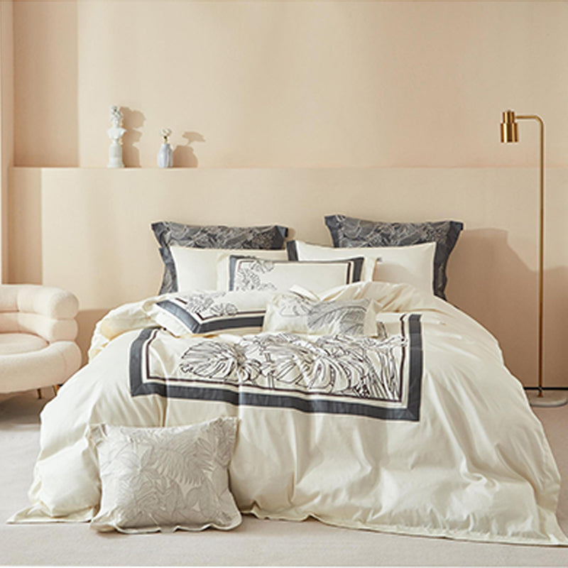 SHANGDIE Bamboo language bedding 4-piece set（Customized products, specific price ask customer service）French retro light luxury high sense thickened duvet cover