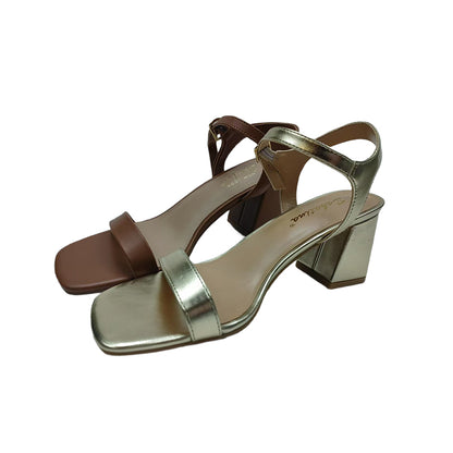 XINHAO Chunky heeled sandals（Ask customer service for specific prices）one-piece button  Soft Leather Peplum