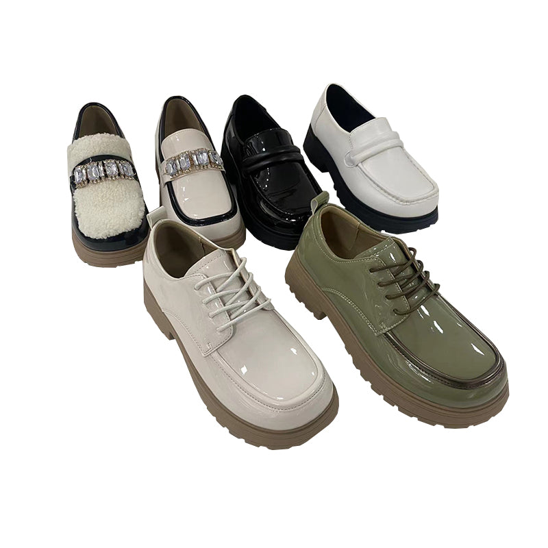 XINRUI Loafers for women 1  Leather platform small leather shoes lace-up（3000 pairs price）