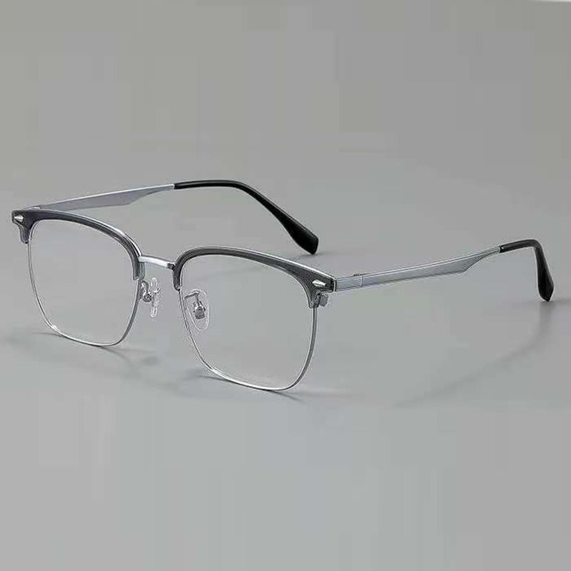 NIXIN Designer model eyebrows imported pure titanium ultra-light glasses frames for men and women（Products can be customized, price ask customer service）half-rimmed eye frame  turn back the clock  Ultra Light Box