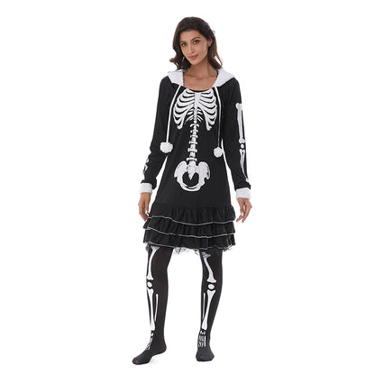 CAIYUN Black and white skeleton dress for adult women Y18415 Horror costume Human bones skeleton dress