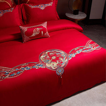 SHANGDIE Longhanfeng wing wedding wedding bedding four sets（Customized products, specific price ask customer service）The wedding room is furnished with four sets of beds