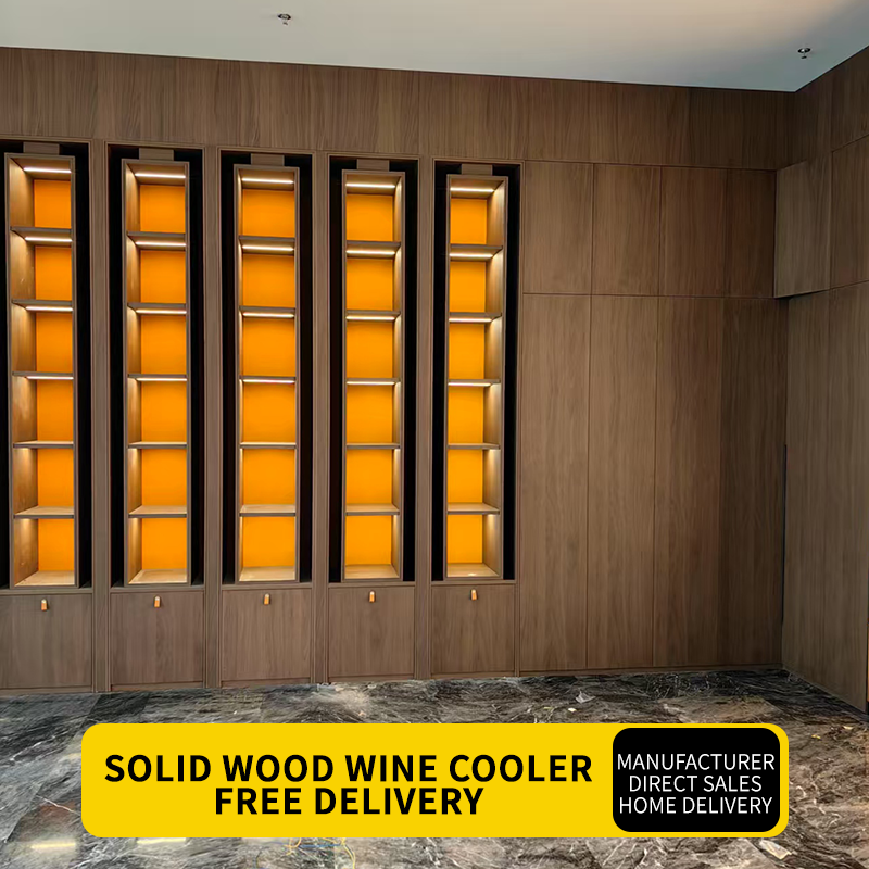 HUIBANG Simple Luxury Series Wooden Wine Cabinet（Products can be customized, price ask customer service）Solid wood multi-layer wine cabinet  Door Control Sensor Light with Book Wine Cooler