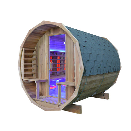 Сауны-бочки Luxwarm серии LM-BR (изготовление по индивидуальному заказу, конкретная цена уточняйте у службы поддержки клиентов) Инфракрасные обогреватели, традиционные или дровяные печи 