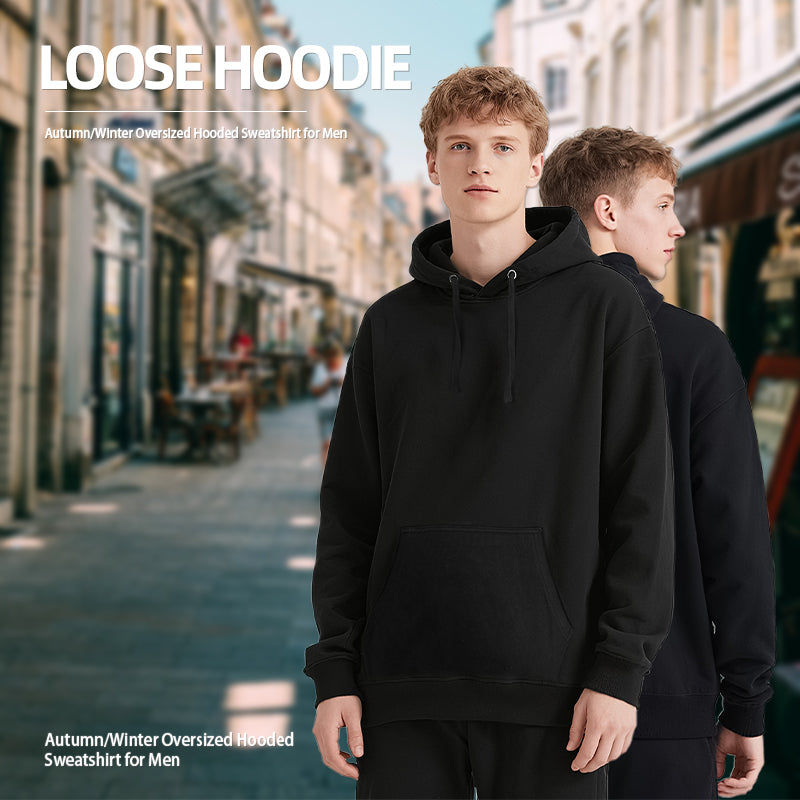 XINHUARUI Autumn/Winter Oversized Hooded Sweatshirt for Men Hooded Top  Versatile hoodie  Trendy loose-fit lapel top