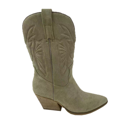 XINRUI Women's embroidered pointed middle boots  Western boots with socket pointed toes and chunky heels（3000 pairs price）