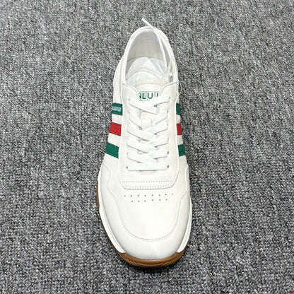 YONGJIA Spring new leather head layer cowhide Gump shoes fashion single shoes men's shoes all match flat comfortable sports casual shoes (85853-23)