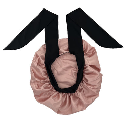 ZHENYANG Long strap adjustable sleeping cap   Long hair nightcap with bow tie