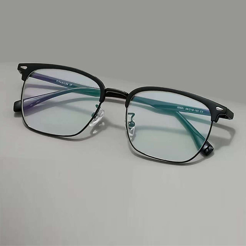NIXIN Designer model eyebrows imported pure titanium ultra-light glasses frames for men and women（Products can be customized, price ask customer service）half-rimmed eye frame  turn back the clock  Ultra Light Box