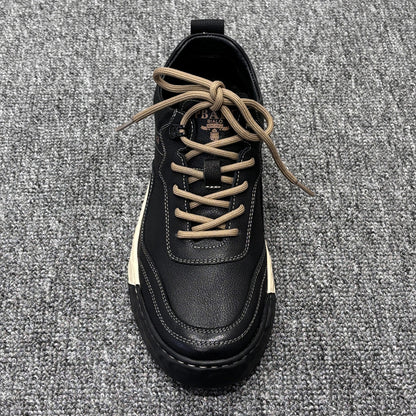YONGJIA Spring new leather head layer cowhide fashion single shoes men's shoes all comfortable sports casual shoes (85711-1)