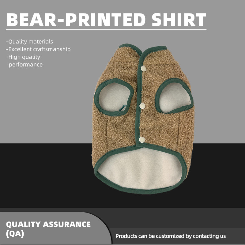 CHAOHUA Bear-Printed Shirt   Cute and warm  Agile in action