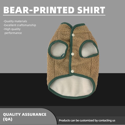 CHAOHUA Bear-Printed Shirt   Cute and warm  Agile in action