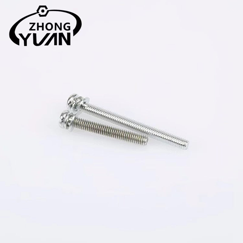 ZHONGYUAN Wholesale cross pan head three combination screw round head combination stainless steel screw furniture fastening fittings（Ask customer service for specific prices）Cross round head with flat spring washer bolt