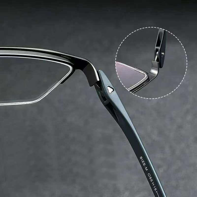 NIXIN Ultra lightweight designer model titanium plate half frame business men's model（Ask customer service for specific prices）Can be fitted with nearsightedness glasses frames color changing
