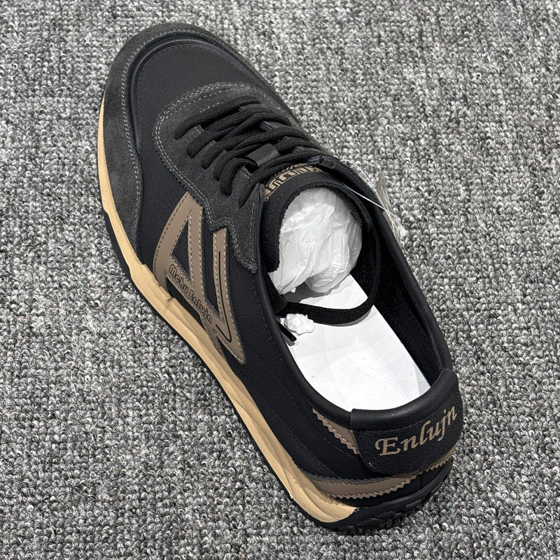 YONGJIA Spring new leather head layer cowhide fashion single shoes men's shoes All match flat comfortable sports casual shoes (85835-61)  Low top non-slip soft sole