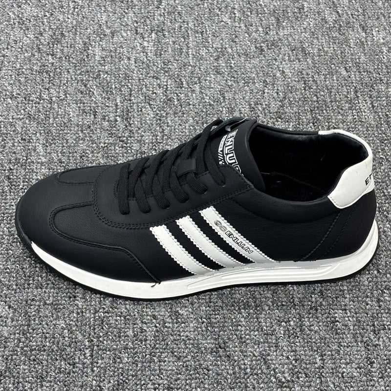 YONGJIA Winter leather head layer cowhide Gump shoes Fashion cotton shoes men's shoes All match flat comfortable sports casual shoes (85973-30) Thick base for autumn and winter