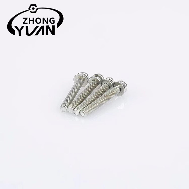 ZHONGYUAN Wholesale cross pan head three combination screw round head combination stainless steel screw furniture fastening fittings（Ask customer service for specific prices）Cross round head with flat spring washer bolt