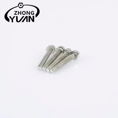 ZHONGYUAN Wholesale cross pan head three combination screw round head combination stainless steel screw furniture fastening fittings（Ask customer service for specific prices）Cross round head with flat spring washer bolt