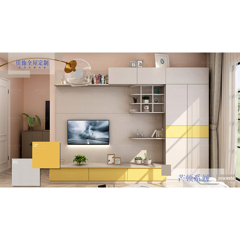 JIASHI TV cabinet（Customized products, specific price ask customer service） Scandinavian TV cabinet background wall integrated living room multi-functional combination wall cabinet