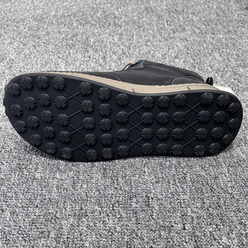 YONGJIA Winter high top leather head layer cowhide wool thick warm men's shoes Casual and comfortable outdoor work shoes (85913-1M) Velvet goes with everything