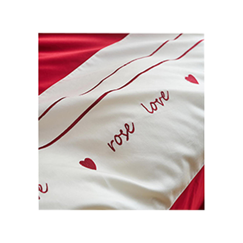 SHANGDIE Rose Heart wedding wedding 4-piece bedding set（Customized products, specific price ask customer service）Young love embroidery long staple cotton four-piece set