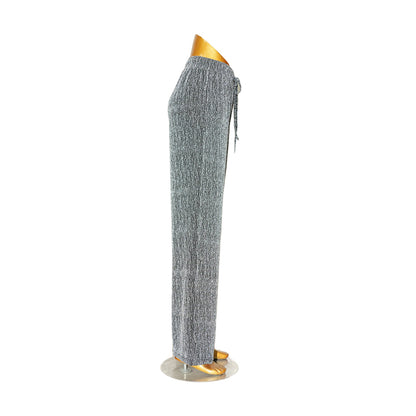 TETE  T Shiny Diamond Trousers（Ask customer service for specific prices）Ice silk straight  High-waisted and draped