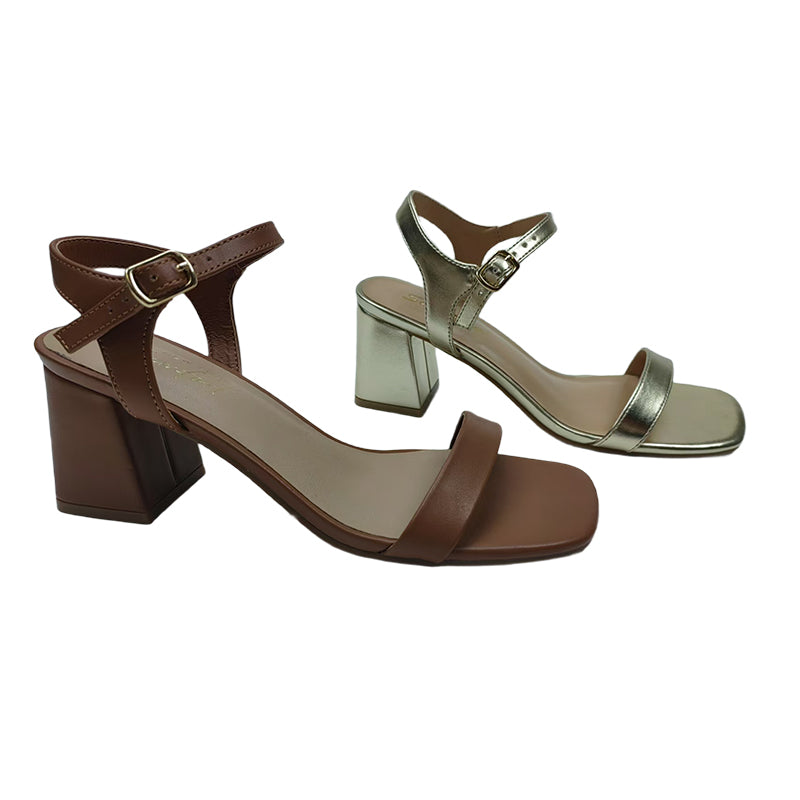 XINHAO Chunky heeled sandals（Ask customer service for specific prices）one-piece button  Soft Leather Peplum