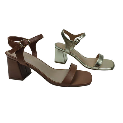 XINHAO Chunky heeled sandals（Ask customer service for specific prices）one-piece button  Soft Leather Peplum