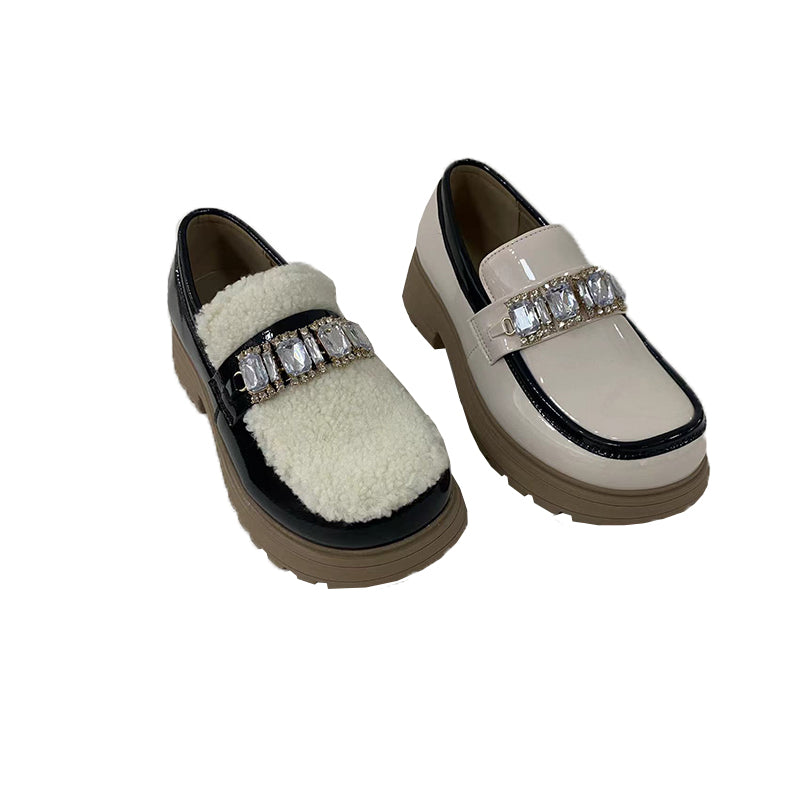 XINRUI Loafers for women 1  Leather platform small leather shoes lace-up（3000 pairs price）