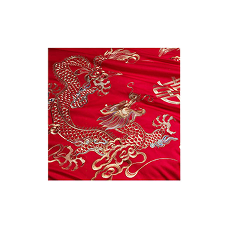 SHANGDIE Dragon and phoenix love wedding wedding bedding four sets（Customized products, specific price ask customer service）Cotton 4-piece embroidery set dragon phoenix wedding room bed 4-piece set